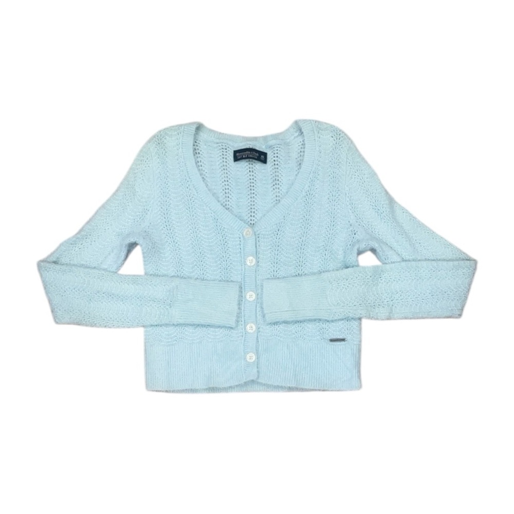 Abercrombie and fitch blue fuzzy cardigan